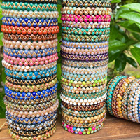 Pedra natural de novo design de 4mm, pedra natural artesanal, camada dupla, trançada, cura, pedra preciosa, envoltório, pulseira de amizade, unissex, jbs12309