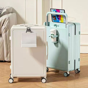 Tas Travel Jinjing Valise De Voyage 20 24 Inci Koper Wanita Dengan Tempat Cangkir dan USB Pegangan Lebar Bagasi Kabin - Product Image 1