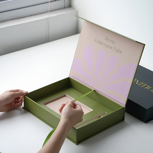 Boîte de rangement cadeau magnétique en papier rigide fantaisie avec ruban, logo personnalisé en gros, épuisé - Product Image 5
