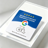 Carte NFC de commentaires et d'évaluations Boye Goole de haute qualité, avec support adhésif de bureau, film plastique laminé, pour service de vente au détail