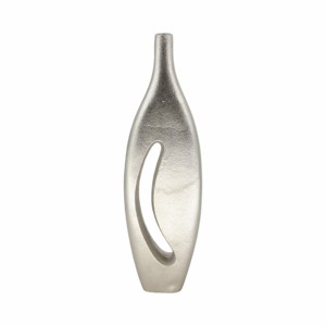 Vaso in metallo con dettagli a intaglio, moderno vaso decorativo per fiori, da esporre sul tavolo del soggiorno - Product Image 4