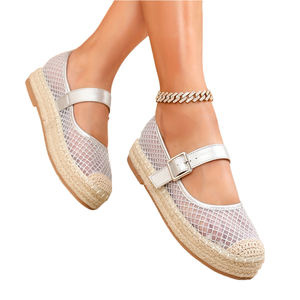 Summer New Style Solid Women's Casual Loafers <b>Water</b> Brick Mesh Surface Straw Bottom Fisherman <b>Shoes</b> Toe Buckle Flat Sandals - Product Image 4