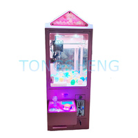 Mini grue en peluche à pièces de monnaie jeu d'arcade Machine à griffes en métal avec accepteur de pièces de monnaie bonbons jouet attrape Amusement rose