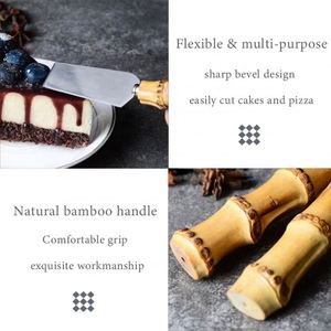 Espátula para Pastel de Acero Inoxidable, Nuevas Herramientas para Hornear, Juego de Cortadores de Queso y Pizza de Bambú - Product Image 3