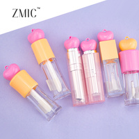 Ensemble de tubes vides pour rouge à lèvres et brillant à lèvres, flacon transparent pour huile à lèvres avec boucle porte-clés, étui en plastique rose en forme de cœur pour rouge à lèvres