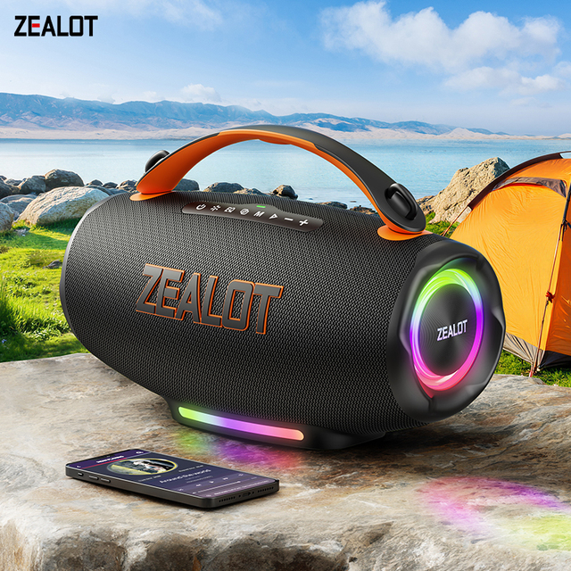 100W Portable Blue Tooth Speaker Zealot S167 24000mAh IP56 Waterproof Speaker with LED Light/TF Card/AUX/TWS Speaker