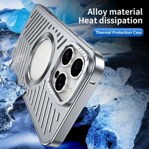 Coque de téléphone magnétique en aluminium à dissipation thermique pour iPhone 15 13 12 14 16 <span class=keywords><strong>Pro</strong></span> Max Type Snap Housse antichoc amovible - Product Image 6