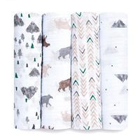 Ensemble de draps pour bébé en coton 100% imprimé QD Tex, garçons et filles, tissu de couverture en mousseline pour serviette de bébé