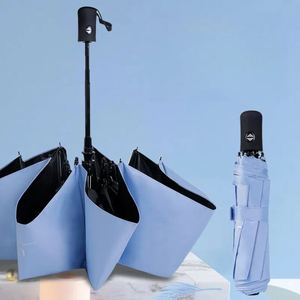 ร่มพับอัตโนมัติ 3 ตอน สีแดง แบบกำหนดเอง OEM ODM สำหรับโฆษณา ลดราคาพิเศษ - Product Image 1