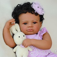 Poupée Reborn Afro-Américaine Noire de 20 Pouces, Peau Foncée Réaliste, Nouveau-né, Bébé, Peinte à la Main, Réaliste, Cadeau de Collection