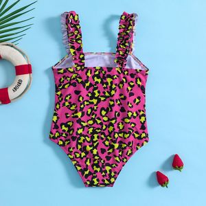 Maillot de bain une pièce pour enfants, imprimé léopard, avec bretelles et volants, pour l'été et la plage - Product Image 2