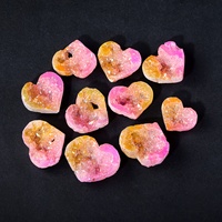 Géode Aura Jaune Rose en Gros, Cristal Arc-en-ciel en Forme de Cœur, Amas de Cristal Druzy, Pierre Sculptée à la Main, Spécimen Minéral de Guérison, Décoration d'Intérieur