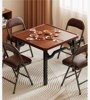 Table de mahjong pliante en bois massif Youmu, design classique et minimaliste, facile à assembler, table carrée pour cartes/jeux d'échecs, pieds en métal, portable