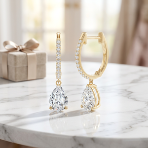 Pendientes de Aro con Diamante Cultivado en Laboratorio de 1.50 Ct, Forma de Pera, Plata de Ley 925 y Oro Sólido de 14K, Proveedor Mayorista OEM ODM - Product Image 4