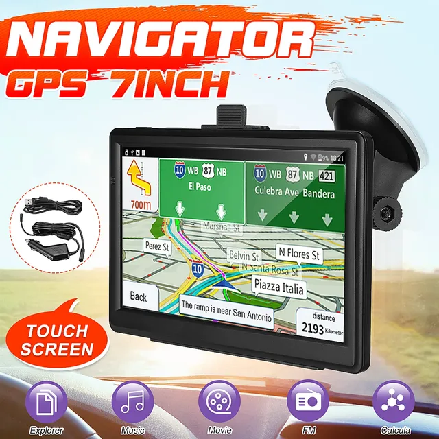 7 Inch HD Car Truck GPS Navigation 128M RAM 8gb Touch Screen Support Russia/EU/ America/Canada/Southeast Asia/AU NZ Maps