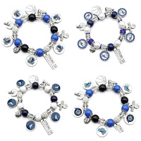 Bracelets perlés 30 équipes de basketball, tendance, classiques, en alliage plaqué argent, avec pendentif Champions, accessoires pour cadeaux de fans - Vente chaude