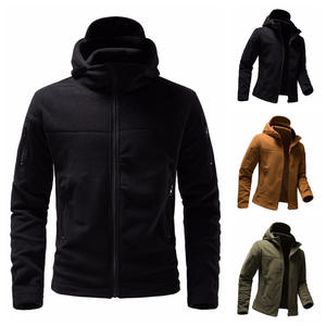 Veste polaire zippée en tissu tissé respirant de 300 g, coupe ample, couleur unie, avec capuche en velours double face pour homme – Collection Automne (Vente en gros) - Product Image 4