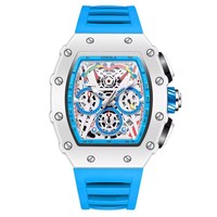 ONOLA 6827W Montre-bracelet de luxe à quartz pour homme, nouvelle mode, chronographe étanche avec bracelet en silicone, style tonneau jaune