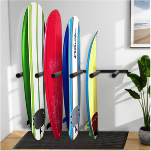 Estante <span class=keywords><strong>vertical</strong></span> para tabla de surf, estante para tabla de surf montado en la pared, resistente para <span class=keywords><strong>SUP</strong></span>, tabla de surf, remo, esquí, monopatines - Product Image 1