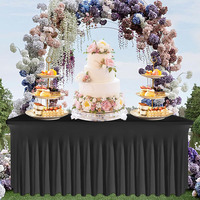 Housse de table rectangulaire pliable en spandex doux, anti-plis, qualité supérieure 8741, noire, lavable, pour mariages, banquets et événements
