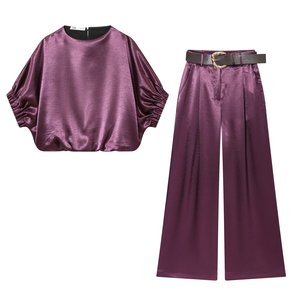 PB&ZA Donna 2025 Nuova Moda Camicette in Seta Satinata Stile Palloncino Vintage con Maniche a Sbuffo e Elastico Posteriore, Top Chic Femminile - Product Image 6