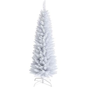 Sapin de Noël blanc mince, 1-1,8 mètre de haut, sapin en PVC, décoration de scène de Noël enneigée pour petits espaces. - Product Image 2