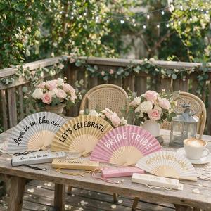 QM Hot Selling Eco-Friendly Folk Art Glitter Wooden Hand Fan with Rope Custom Design for Parties and <b>Gifts</b> - Product Image 6
