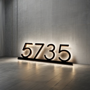 3D thép không gỉ số và chữ cái ký sáng ánh sáng nhà số kim loại Backlit chiếu sáng LED Nhà Số - Product Image 4