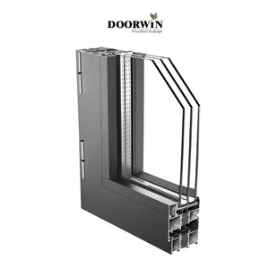 Doorwin nhiệt phá vỡ nhôm đôi kính cường lực Windows casement Windows nghiêng & biến cửa sổ góc mẫu