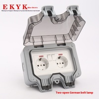 Prise murale extérieure industrielle IP66, boîte de prise étanche, double prise de type allemand, voyant lumineux, capacité 16A, 250V