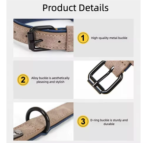 도매 럭셔리 현대 디자인 PU 가죽 애완 동물 칼라 사용자 정의 로고 조정 가능한 튼튼한 부드러운 특징 편지 리벳 개 간단한 - Product Image 5