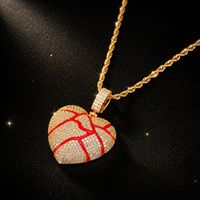 Collier Pendentif Cœur Brisé en Laiton CZ Audacieux pour Hommes et Femmes, Style Hip Hop Emo, Doré Argenté, Effet Glacé, Cadeau Témoin d'Émotion