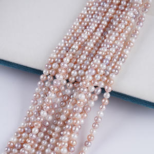 Collier fait main en gros avec perles ovales en forme de poire de 4-5 mm de couleur blanche et rose d'eau douce naturelles, perles brutes pour la création de bijoux - Product Image 4