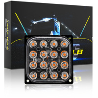 Feu LED carré 12V 24V blanc bleu rouge jaune 16 LED 48W clignotant latéral stroboscopique arrière