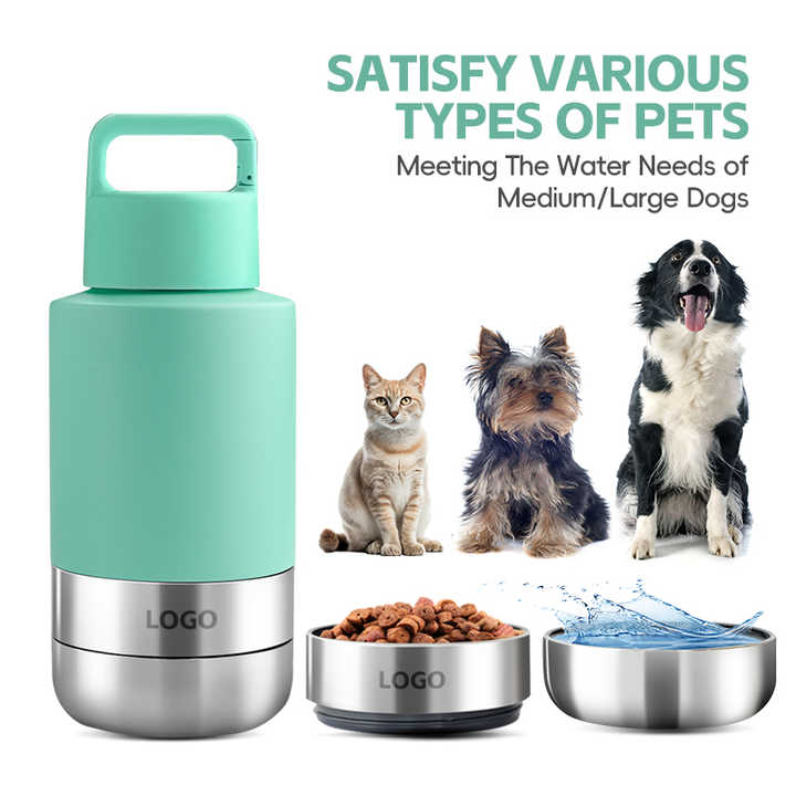 34oz Stainless Steel Portable Pet Feeder - Perfect for Travel - Portable Pet Feeder For Dogs