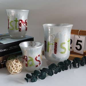 Lámpara de Viento con Diseño Navideño, Forma de Tambor, Cristal con Puntas Plateadas, Exterior Blanco - Product Image 2
