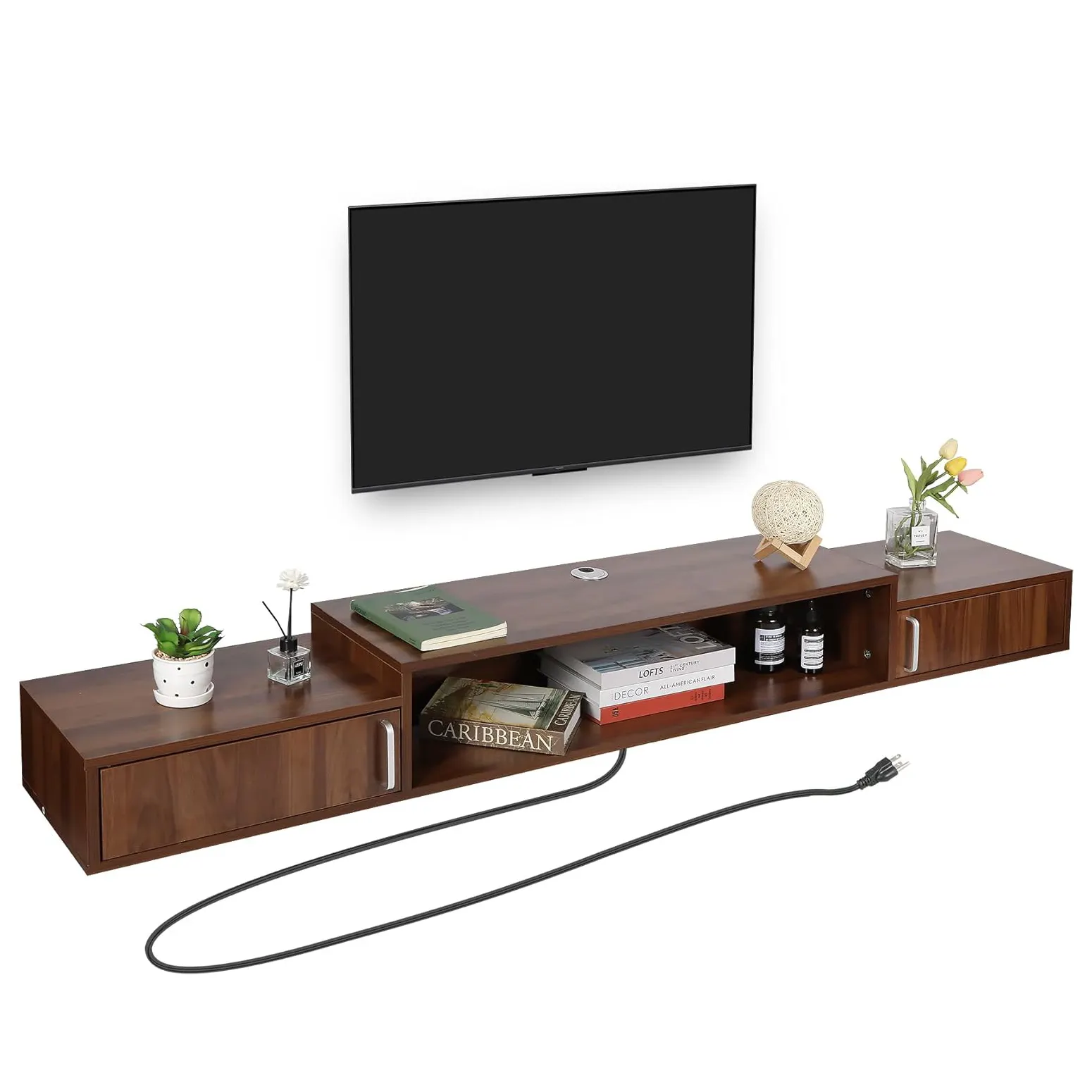 Centro de entretenimiento Consola multimedia moderna Soporte de TV flotante de madera Muebles