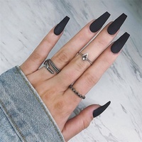 Faux Ongle Prix De Gros Fashion Faux Matte Short Coffin Noir Ongles Acryliques