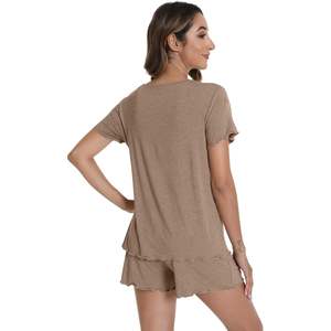 Ensemble de pyjama à manches courtes pour femmes personnalisé en viscose de bambou, vêtements de nuit, tailles S-XXL - Product Image 1