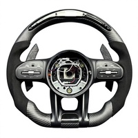 Volant en fibre de carbone noir brillant avec poignées ergonomiques pour Mercedes-Benz AMG GT C63 S63 GLC63 2019-2024 – Amélioration