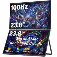 Monitor Portátil Dual de 23.8 Pulgadas, 100Hz FHD 1080p, Extensor de Pantalla Plegable para Laptop, Compatible con Mac, Windows, Oficina y Negocios