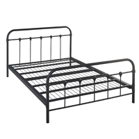 Vintage Metallbettgestell Queen-Size Antikes Eisenbettgestell Viktorianisches Dekoratives Kopfteil Plattformbett für Airbnb Apartment Hotel