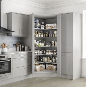 BALOM Armoire de cuisine grise de luxe française personnalisée Style néoclassique Armoire personnalisée avec plan de travail en marbre et <span class=keywords><strong>quincaillerie</strong></span> en laiton - Product Image 5