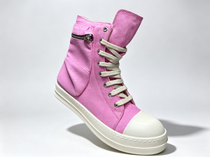 Baskets montantes en toile à bout rond avec détail poche, à lacets et semelle épaisse, chaussures décontractées toutes saisons - Product Image 1