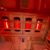 Sauna de villa pour 4 personnes en bois massif de pruche noble moderne, fabriqué en Chine, écologique, pour l'extérieur et l'intérieur, avec chauffage infrarouge