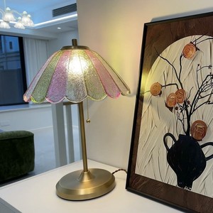 Vintage Colored Glass Table Lamp E27 LED 220V Eye Caring Bedroom Bedside Lighting Decorative Ambient <b>Light</b> - Product Image 4