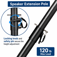 Support de haut-parleur réglable SP-501 avec filetage M20, extension de 35 mm et goupille de sécurité, support robuste pour haut-parleur PA et subwoofer
