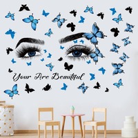 Autocollants muraux 3D créatifs en forme de papillon bleu pour femme, en PVC auto-adhésif, imperméable, résistant aux UV, décoration de salon et de maison
