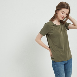 Biểu Tượng Tùy Chỉnh In Ấn Crew Cổ Rắn Màu Sắc Sang Trọng Ngắn Tay Áo T Áo Sơ Mi Chất Lượng Cao Người Phụ Nữ Giản Dị Bông Áo Sơ Mi Cho Phụ Nữ - Product Image 2