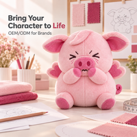 Peluche personnalisée cochon rose avec ailes en forme de cœur et queue bouclée pour les promotions de la Saint-Valentin et les collections de cadeaux